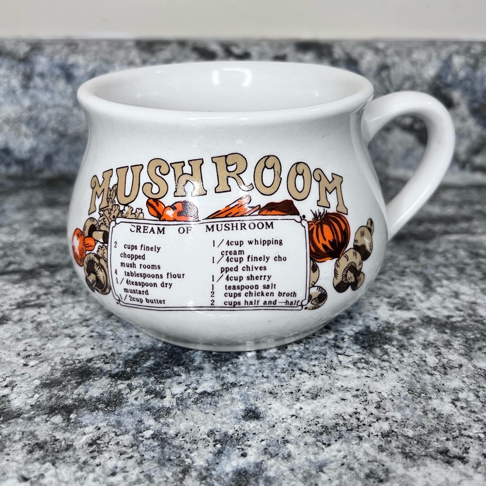 VINTAGE Mushroom Soup Recipe Mug Soup Bowl